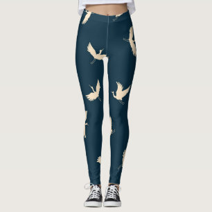 Japans kranen silhouet  patroon leggings