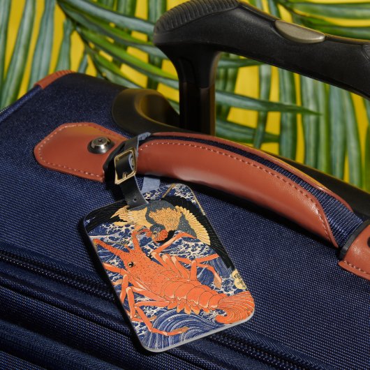  japans kreeft en vogel bagagelabel (Voorkant Insitu 1)