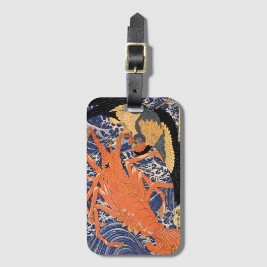 japans kreeft en vogel bagagelabel (Voorkant (verticaal))