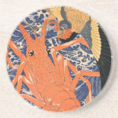 japans kreeft en vogel zandsteen onderzetter (Voorkant)