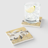 Japans kuddekranen  Vogelrijk Classic Stenen Onderzetter (Zijkant)