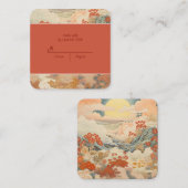 Japans Kunst Bruiloft RSVP Informatiekaartje (Voorkant / Achterkant)