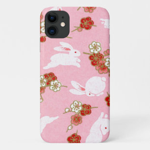 Japans kunst Roze Sakuras & Rabbits iPhone 11 Hoes