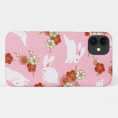 Japans kunst Roze Sakuras & Rabbits iPhone 11 Hoes (Achterkant (horizontaal))