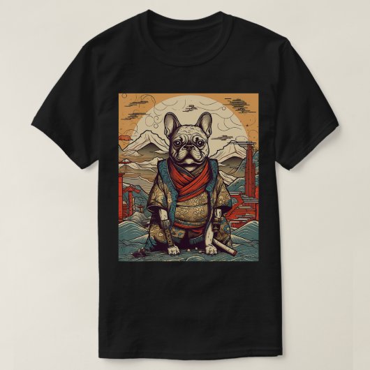  Japans Kunst Samurai Franse Bulldog T-shirt (Design voorkant)