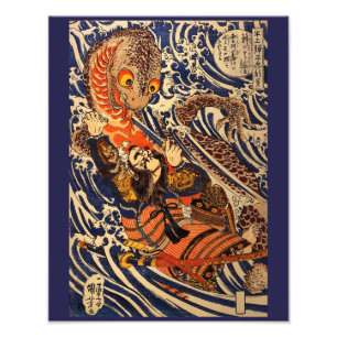  Japans Kunst Vechten Reuzensalamander Foto Afdruk