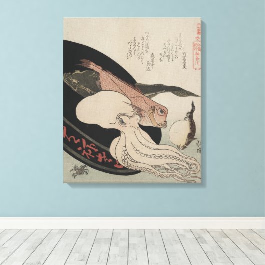 Japans  Kunst Vis en zeevruchten Bounty Canvas Afdruk (Insitu (Houten vloer))