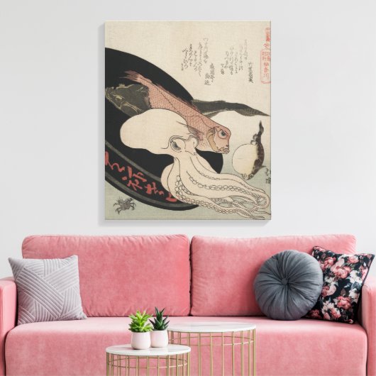 Japans  Kunst Vis en zeevruchten Bounty Canvas Afdruk (Insitu (Woonkamer))