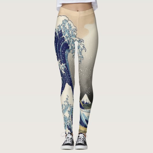  japans kunstoceaanlandschap grote golf leggings (Voorkant)
