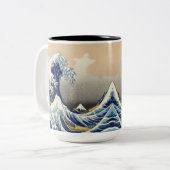  japans kunstoceaanlandschap grote golf tweekleurige koffiemok (Voorkant links)