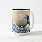  japans kunstoceaanlandschap grote golf tweekleurige koffiemok (Voorkant rechts)