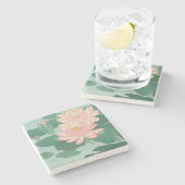 Japans kunstwerk: bloeiende waterlellen Stenen Onderzetter (Zijkant)