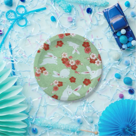 Japans kunstwerk: Bord van groendobber en konijnen (Feest)