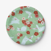 Japans kunstwerk: Bord van groendobber en konijnen (Voorkant)