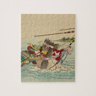Japans kunstwerk - Samurai die vanuit een rivier a Legpuzzel