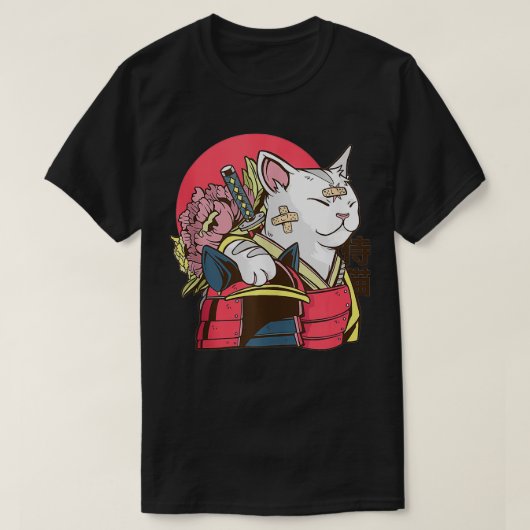 Japans Kunstwerk Samurai Kat T-shirt (Design voorkant)