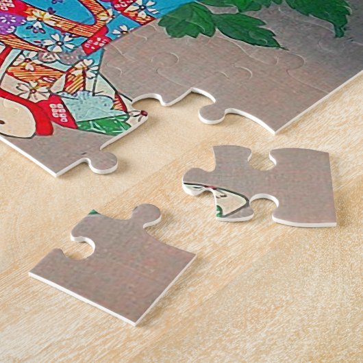 Japans kunstwerk - twee vrouwen die in de tuin van legpuzzel (Zijkant)