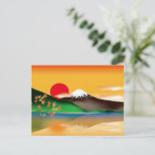 Japans landmerk Mount Fuji met Oranje zonsondergan Briefkaart (Staand voorkant)