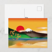 Japans landmerk Mount Fuji met Oranje zonsondergan Briefkaart (Voorkant / Achterkant)