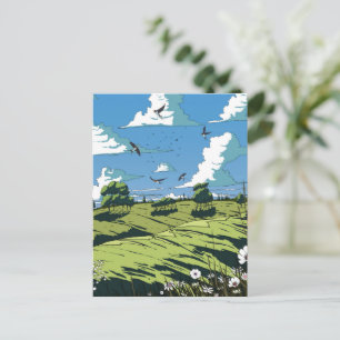 Japans landschap bij nacht briefkaart