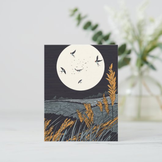 Japans  landschap bij nacht briefkaart (Staand voorkant)