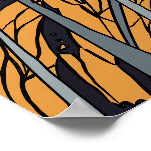 Japans landschap bij nacht poster (Hoek)