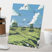 Japans  landschap bij nacht reclamebord met voetstuk (Insitu)