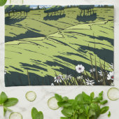 Japans landschap bij nacht theedoek (Gevouwen)