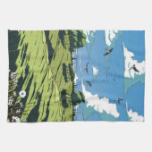 Japans landschap bij nacht theedoek (Horizontaal)