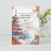 Japans landschap bruiloft uitnodiging (Staand voorkant)