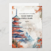 Japans landschap bruiloft uitnodiging (Voorkant / Achterkant)