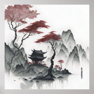Japans landschap geproduceerd poster