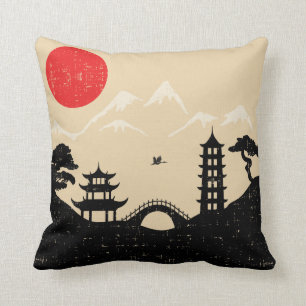 Japans landschap - Grunge Style Kussen