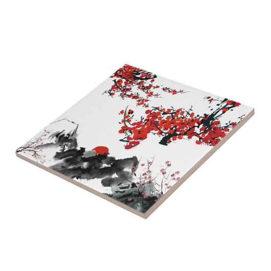 Japans landschap Keramische Tegel Tegeltje (Zijkant)