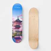 Japans landschap kersenbloesems en tempel persoonlijk skateboard (Voorkant)