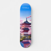 Japans landschap kersenbloesems en tempel persoonlijk skateboard (Voorkant)
