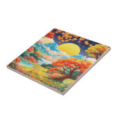 Japans landschap met bergen tegeltje (Zijkant)