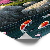 Japans landschap met brug-, koi- en sakura-bomen poster (Hoek)