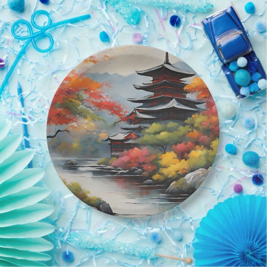 Japans landschap papieren bordje (Feest)