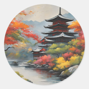 Japans landschap ronde sticker
