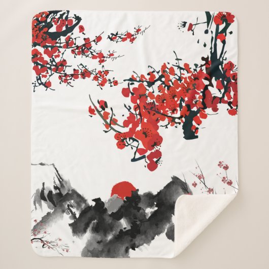 Japans landschap Sherpa Blanket Deken (Voorkant)