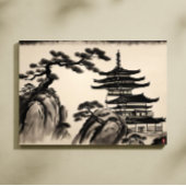 Japans Landschapsinkt Schilderen Canvas Afdruk