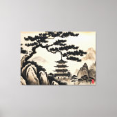 Japans Landschapsinkt Schilderen Canvas Afdruk (Voorkant)