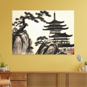 Japans Landschapsinkt Schilderen Canvas Afdruk (Insitu (Woonkamer))