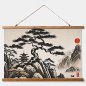 Japans Landschapsinkt Schilderen Hangend Wandkleed (Voorkant)