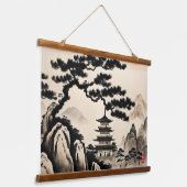 Japans Landschapsinkt Schilderen Hangend Wandkleed (Gebogen)
