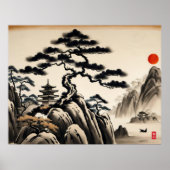 Japans Landschapsinkt Schilderen Poster (Voorkant)