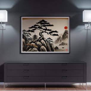 Japans Landschapsinkt Schilderen Poster