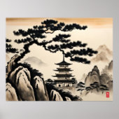 Japans Landschapsinkt Schilderen Poster (Voorkant)