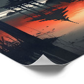 Japans landschapskunst, Waterverf lucht gegenereer Poster (Hoek)